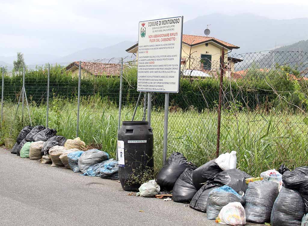 Rifiuti abbandonati in via Romana 