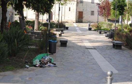 Rifiuti nei giardini pubblici 