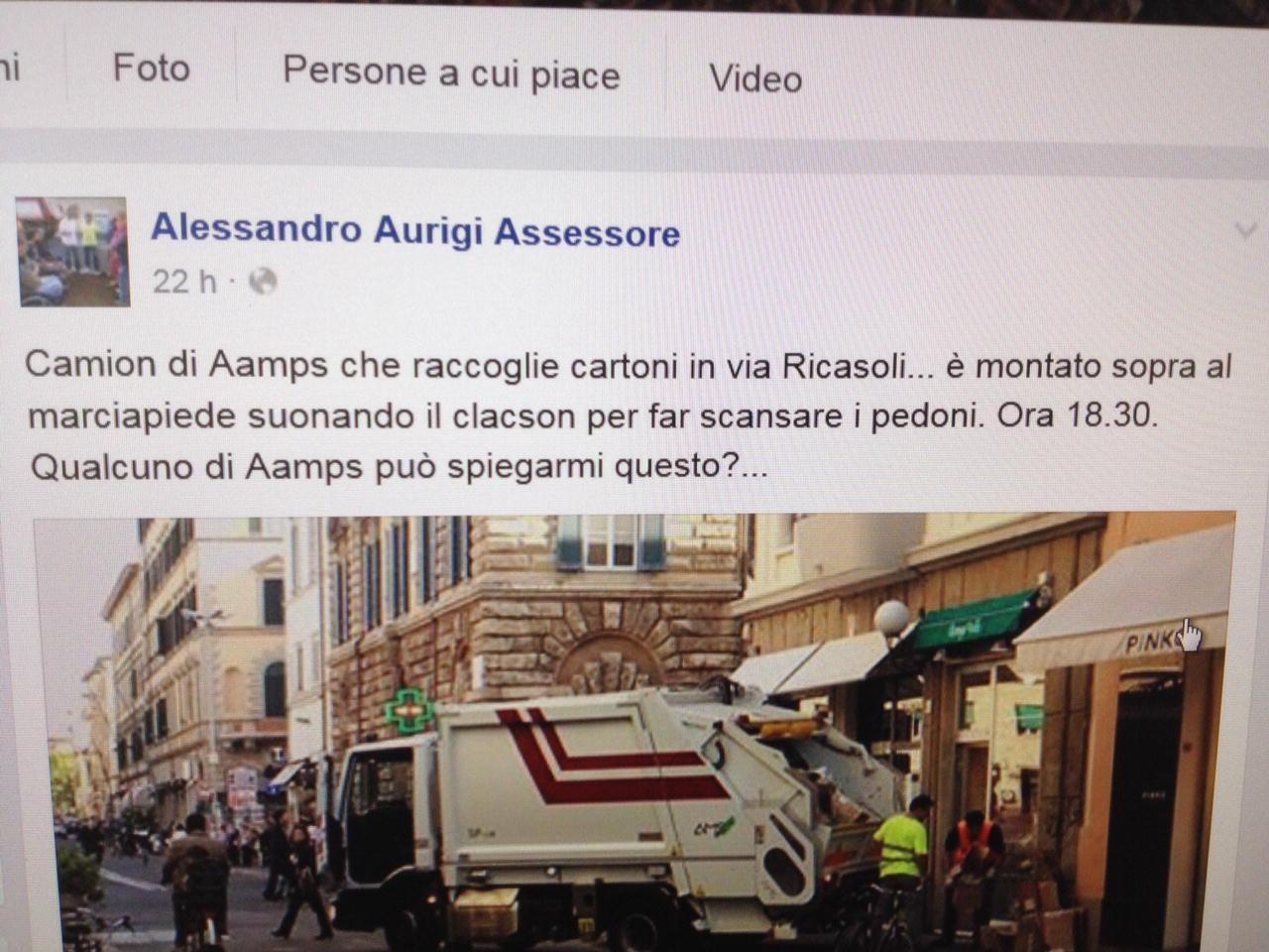 L' assessore Aurigi denuncia su Fb un autista di Aamps: scatta l'iter disciplinare 