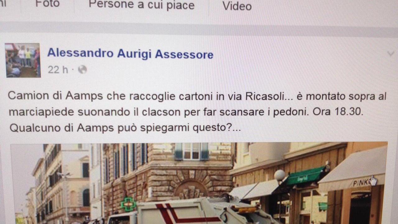 L' assessore Aurigi denuncia su Fb un autista di Aamps: scatta l'iter disciplinare