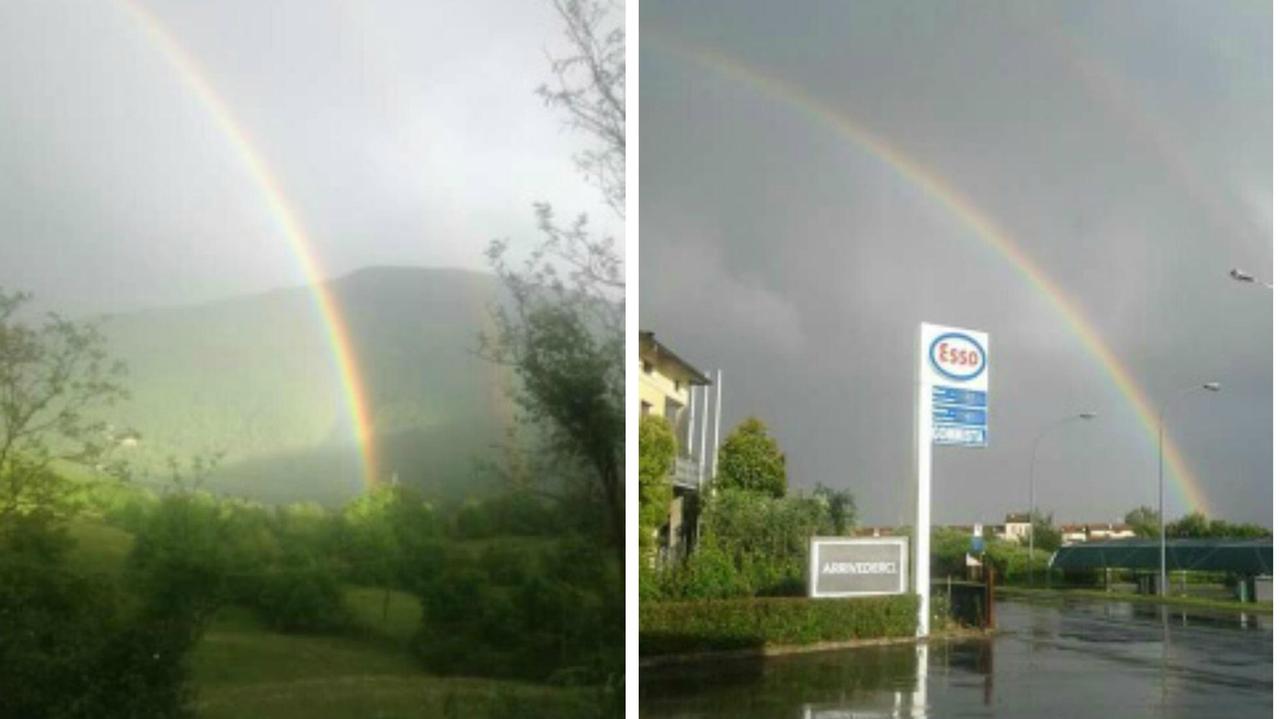 L'arcobaleno visto da due punti diversi nelle foto scattate col cellulare da leonardo Nuti