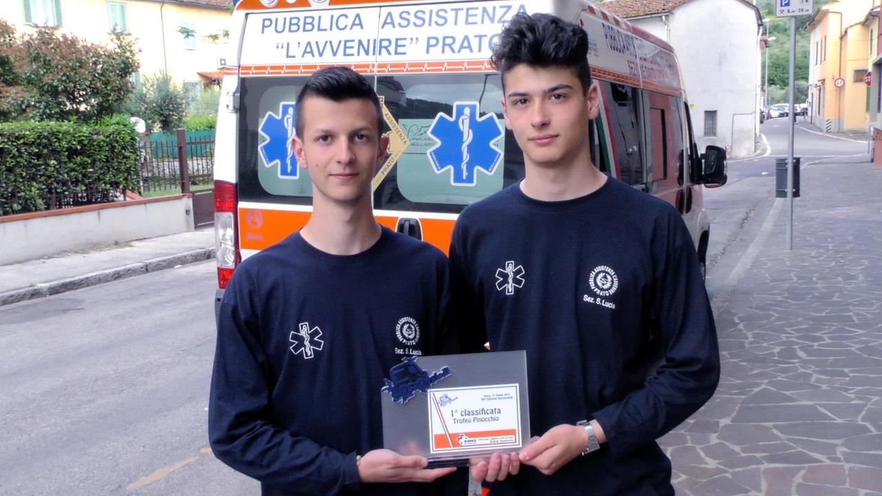 Edoardo Pinzaferri e Alessio Castellani, i due giovanissimi soccorritori della Pubblica Assistenza di Prato
