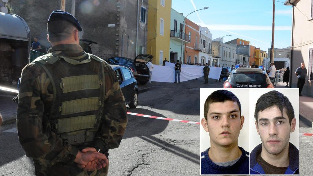 Il luogo dell'omicidio, nel riquadro Alberto Cubeddu e Paolo Enrico Pinna