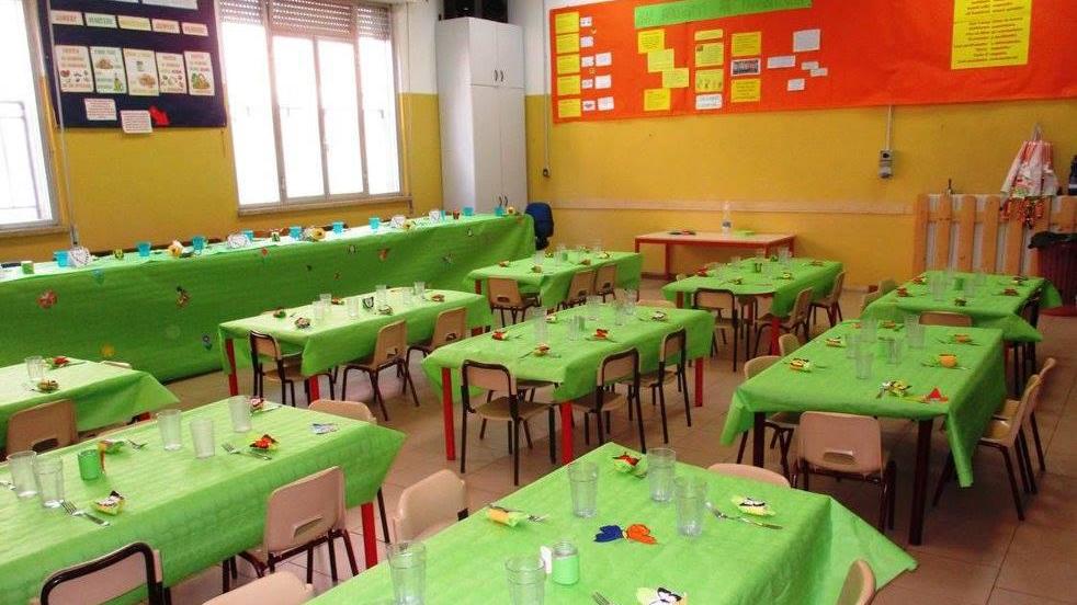 La mensa della scuola materna Morganti (foto da Facebook)