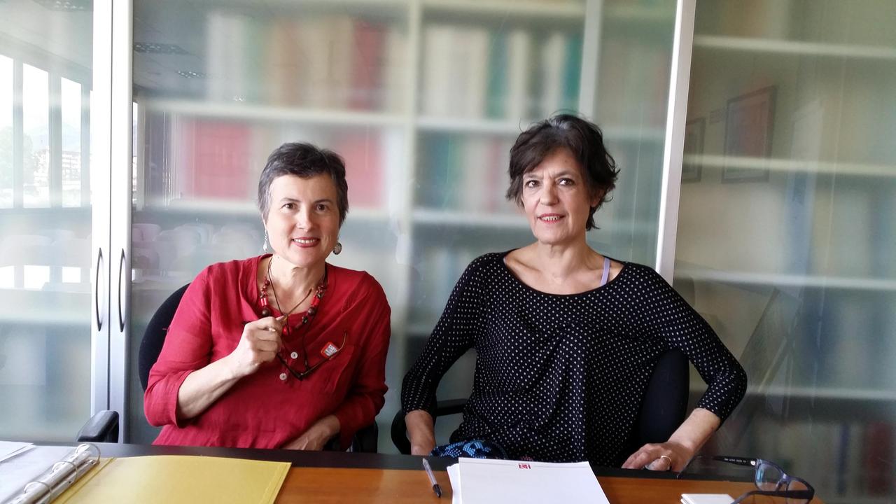 Manuela Marigolli della segreteria della Cgil e Stefania Di Domenico direttore provinciale dell'Inca Cgil