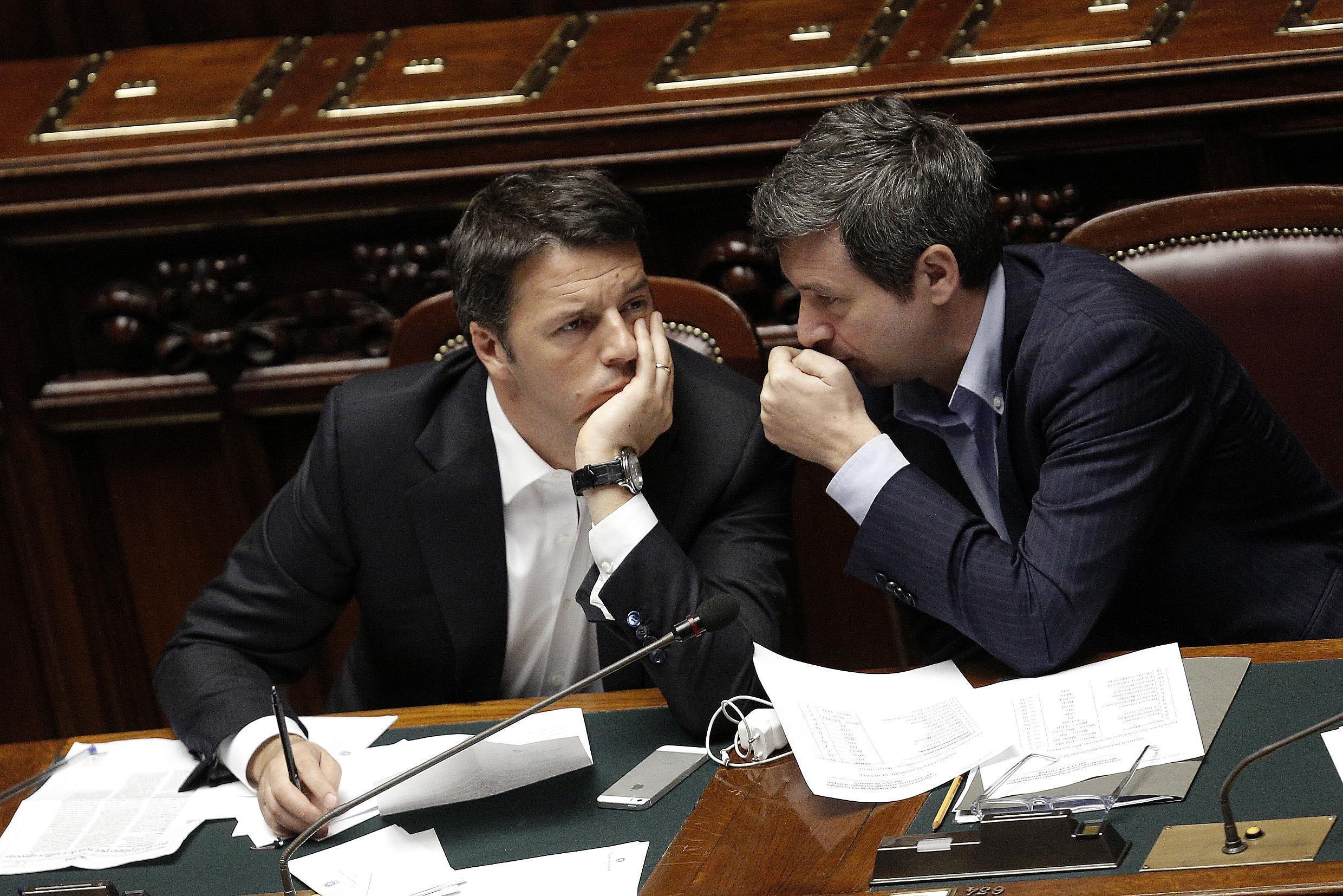 Il presidente del Consiglio Matteo Renzi e il ministro della Giustizia Andrea Orlando