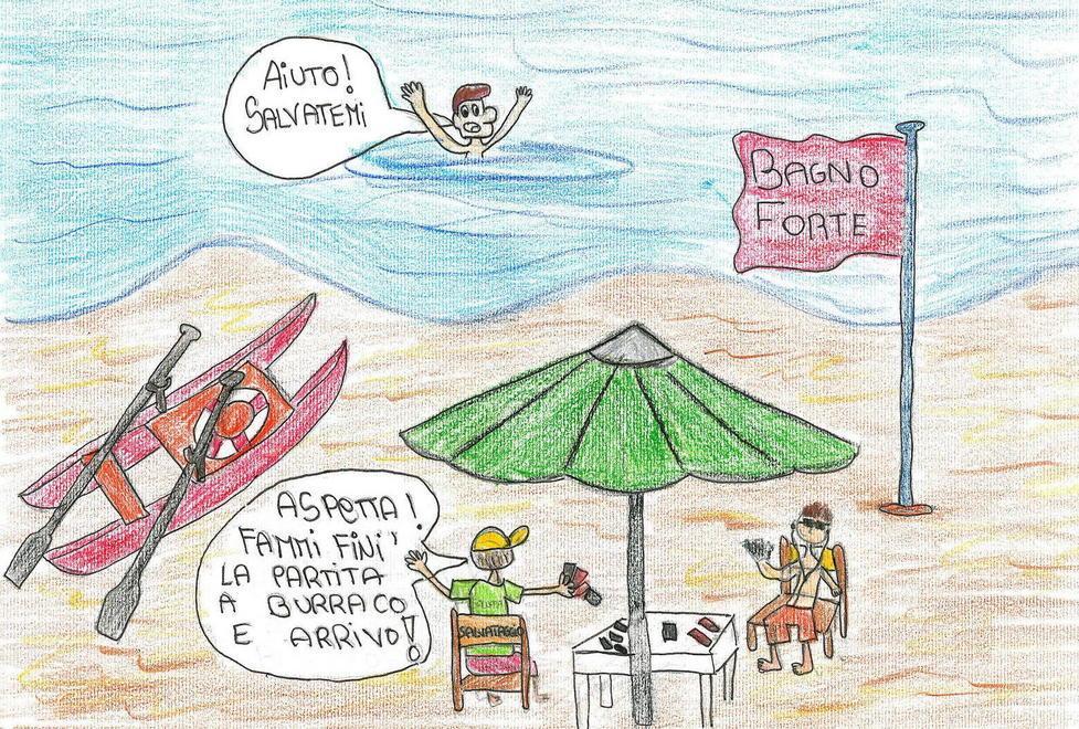 Quante risate con i bagnini visti dalle matite dei bimbi 