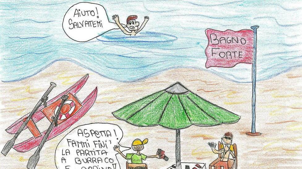 Quante risate con i bagnini visti dalle matite dei bimbi