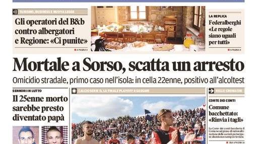 La Nuova Sardegna - Prima pagina - 30 maggio 2016