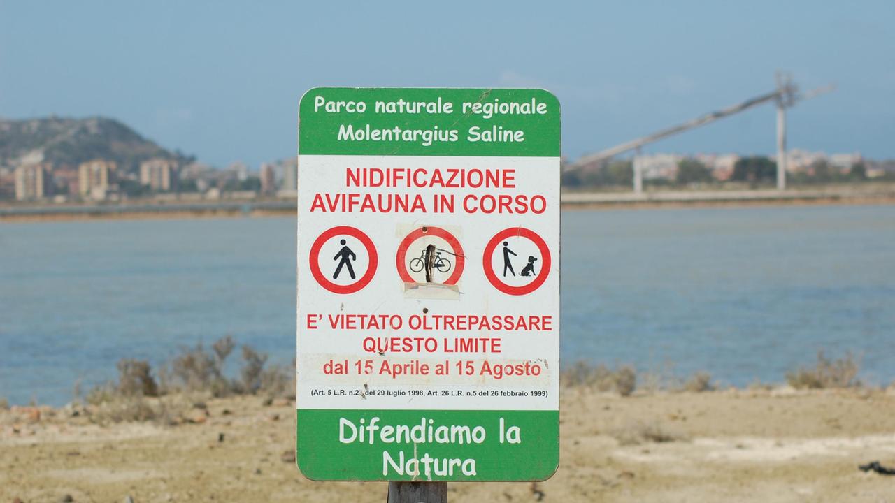 Il cartello ben visibile davanti alla zona di accesso nel punto dove nidifica il Cavaliere d'Italia