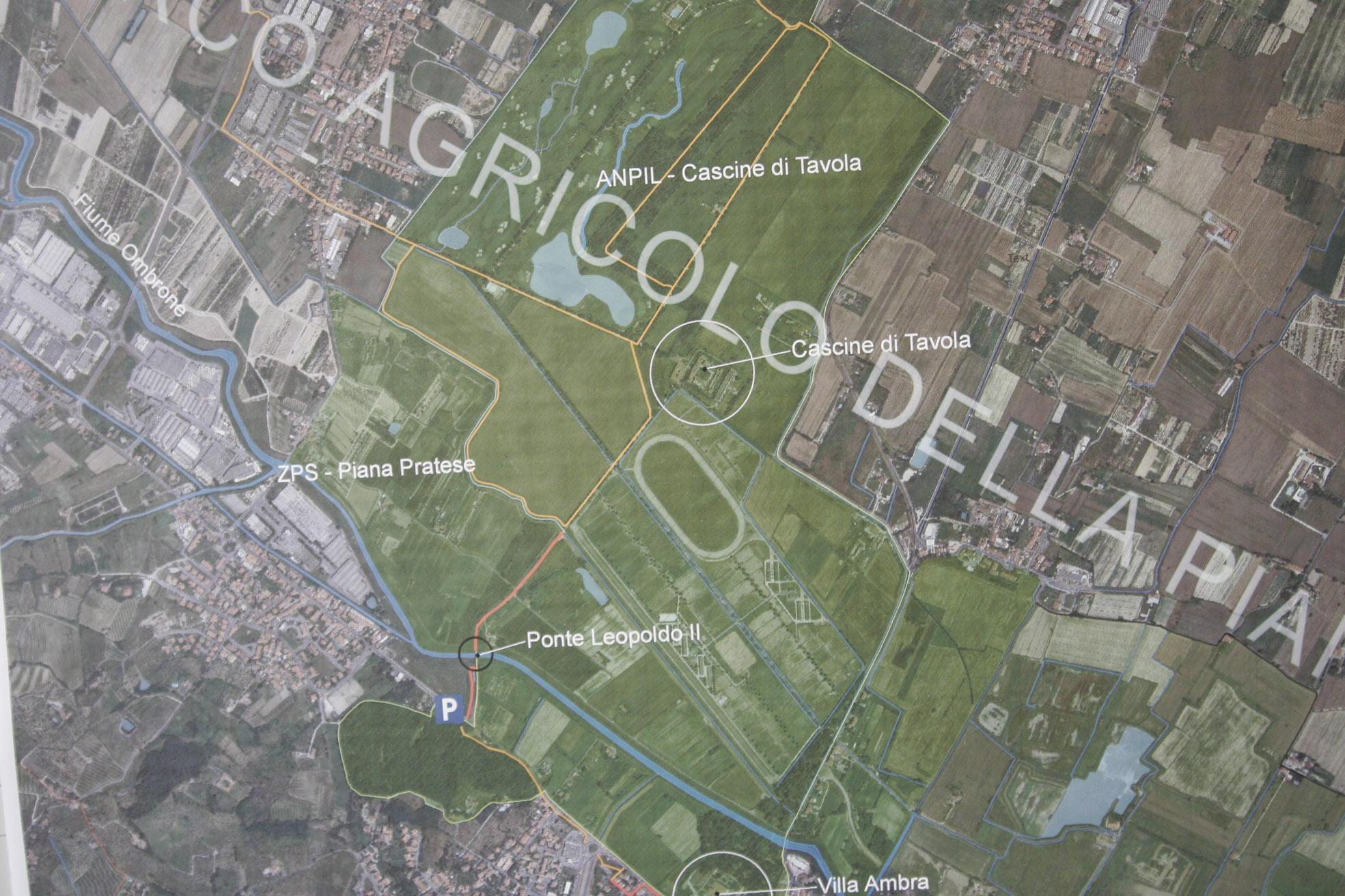 Una porzione della mappa del Parco agricolo della Piana
