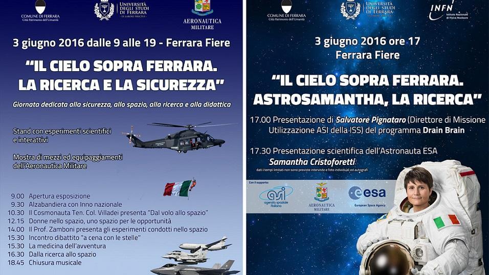 Il programma dell'iniziativa con Samantha Cristoforetti