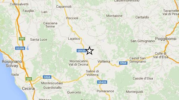L'epicentro del sisma
