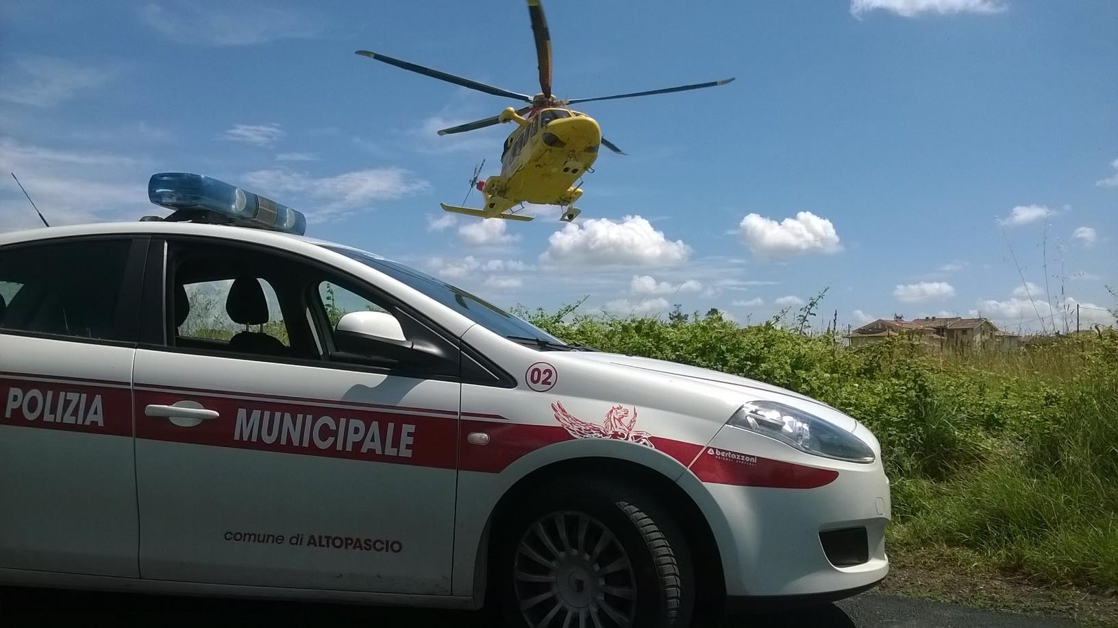 Il decollo dell'elisoccorso