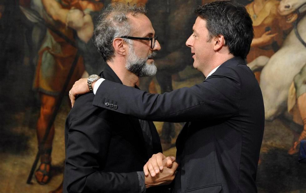 Bottura con Renzi elogia l’Italia e pensa alla Merkel 