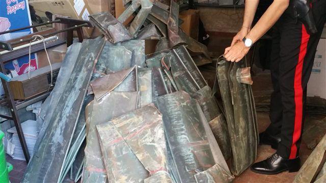 Il rame recuperato dai carabinieri di Poggio a Caiano