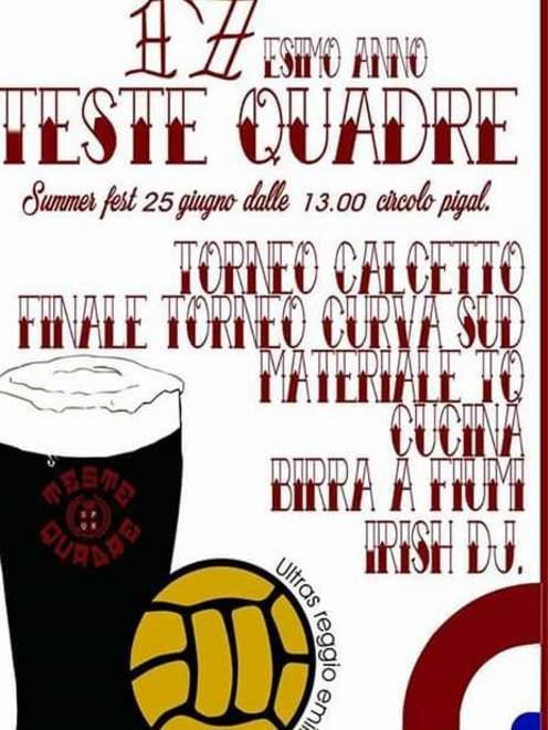 Teste Quadre domani in festa tra tornei, musica, birra e cucina