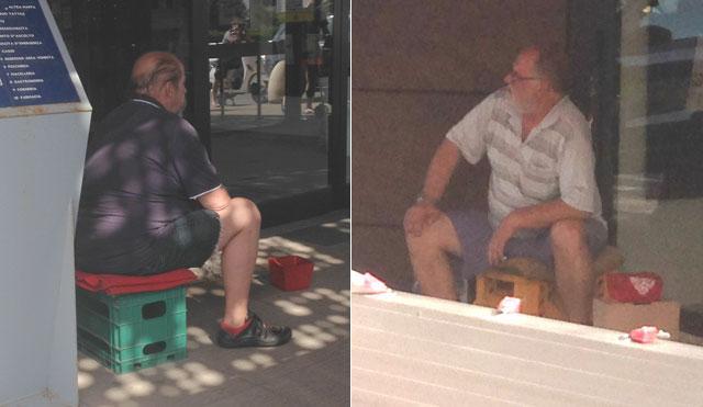 Da destra Eff e Rudy all'ingresso del centro commerciale