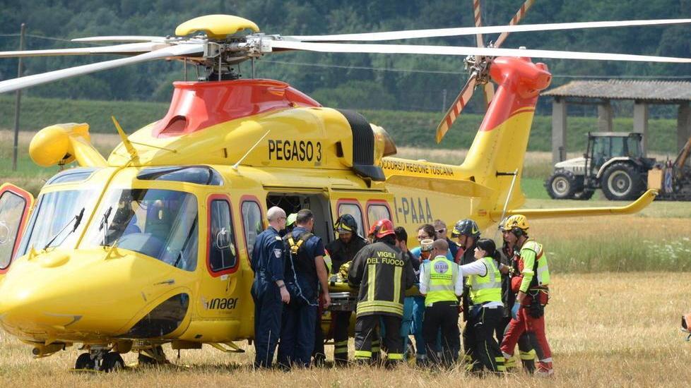 Grave pensionato che cade da un albero