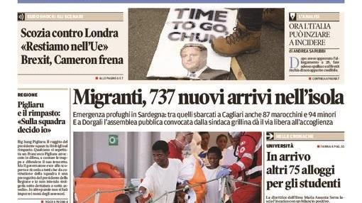 La Nuova Sardegna - Prima pagina - 27 giugno 2016
