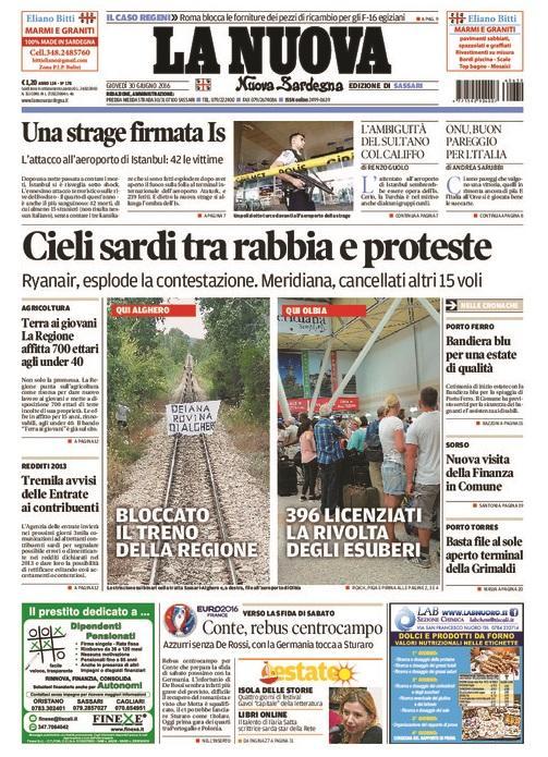 La prima pagina del 30 giugno 2016