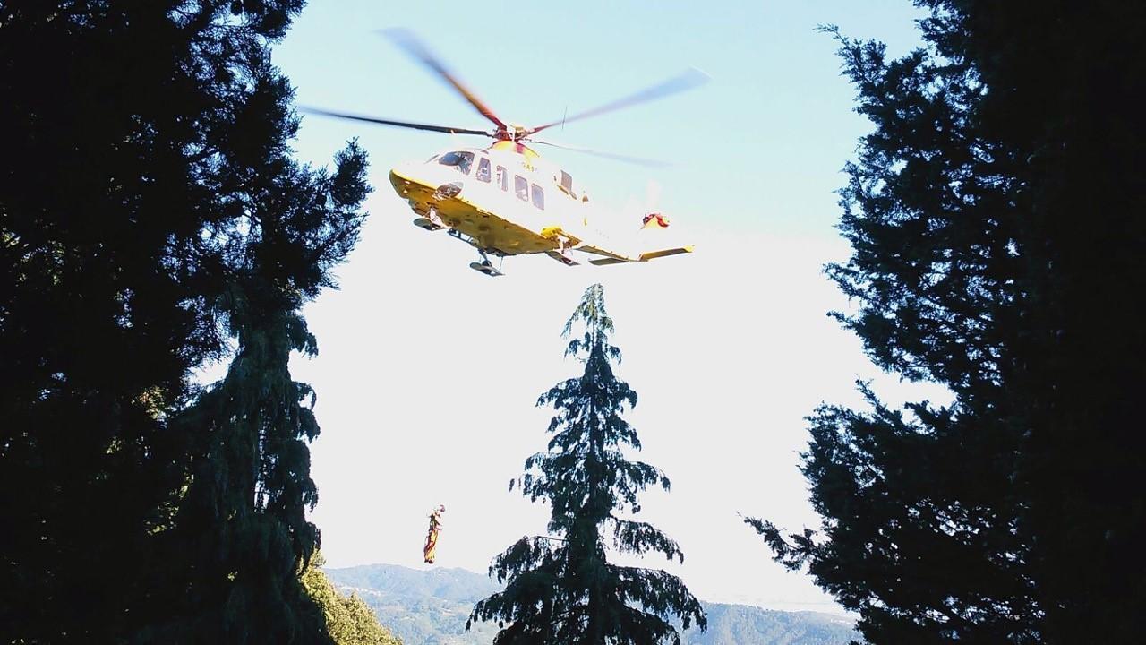 Il soccorso dell'escursionista con l'elicottero