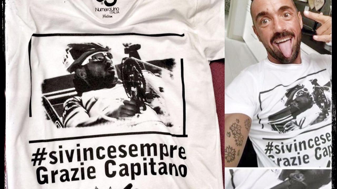 Christian Giagnoni con la maglietta a lui dedicata