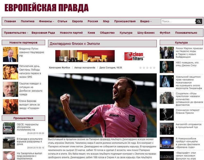 La notizia arriva anche sulla Pravda