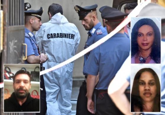 La scena del delitto, l'omicida e le due vittime. A sinistra l'assassino Mirco Alessi. A destra, dall'alto Gilberto Manuel Da Silva e Mariela Josefina Santos Cruz