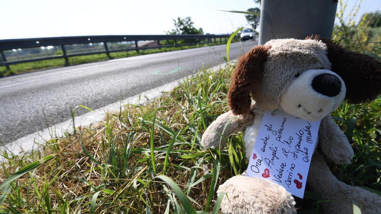 Un pupazzo e un messaggio lasciati sul luogo dell'incidente mortale