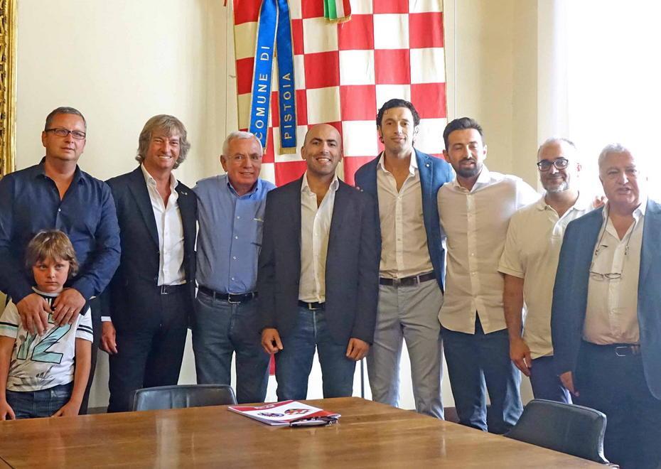 I partecipanti alla conferenza stampa in Comune (Foto Gori)