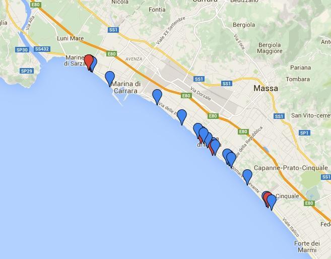 Lo stato delle acque sul litorale di Massa Carrara. LA MAPPA