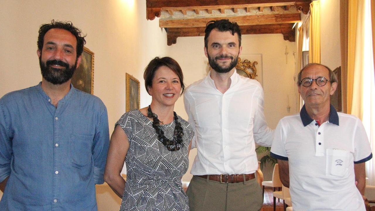 L'assessore Valerio Barberis, la presidente della Fondazione Cassa di Risparmio di Prato, Fabia Romagnoli, il sindaco Matteo Biffoni, l'assessore Luigi Biancalani