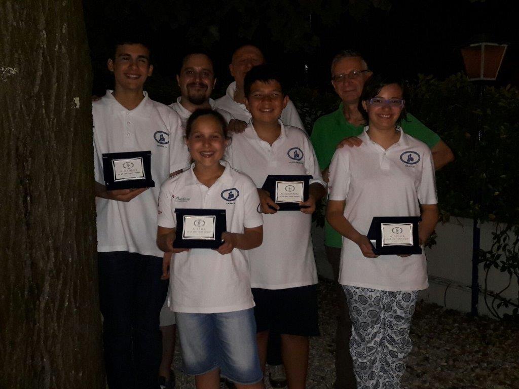 Gabbani, Pisano, Melosi e Angeli dell'Associazione Scacchi Montecatini