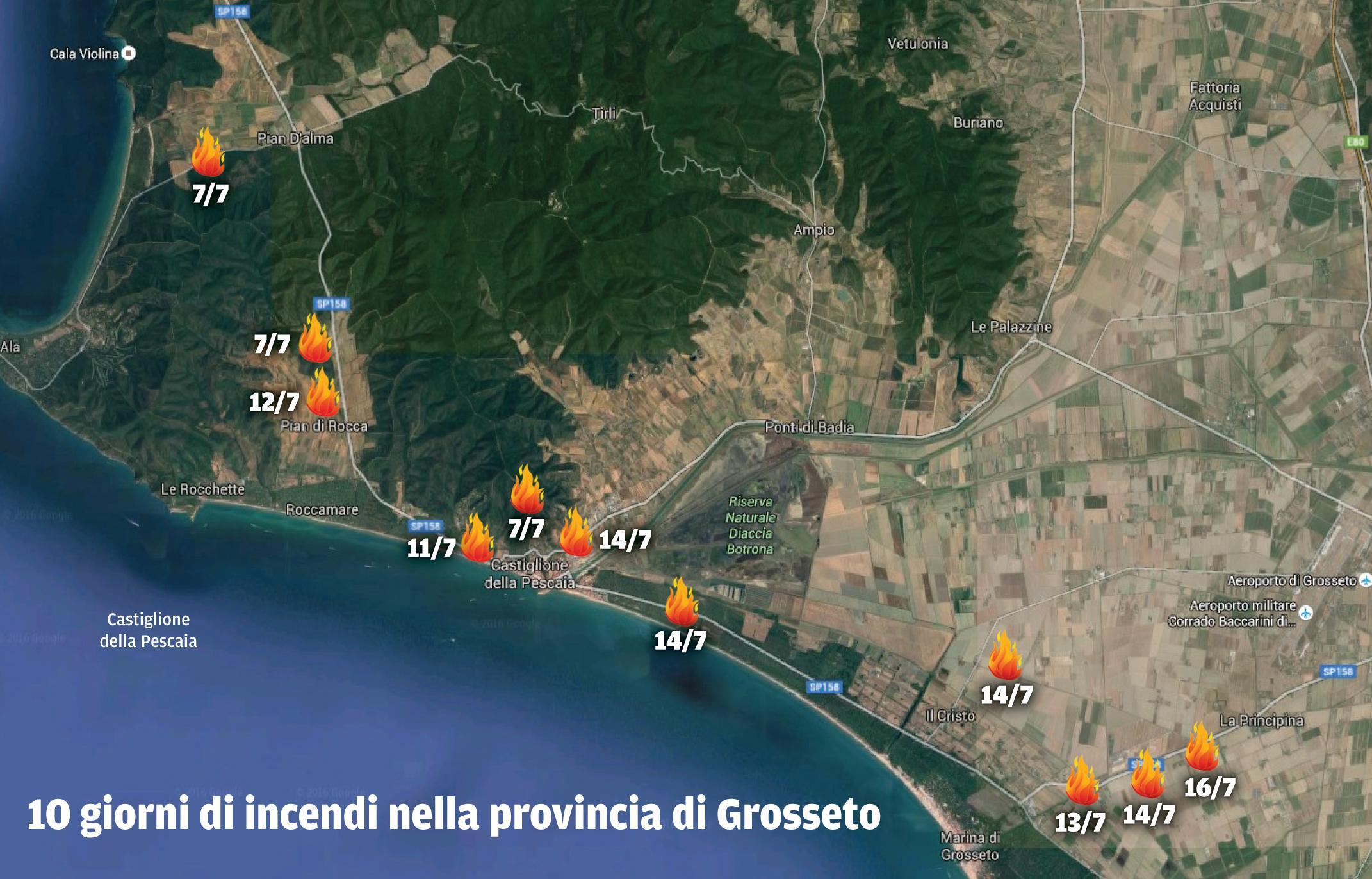 La mappa degli incendi 