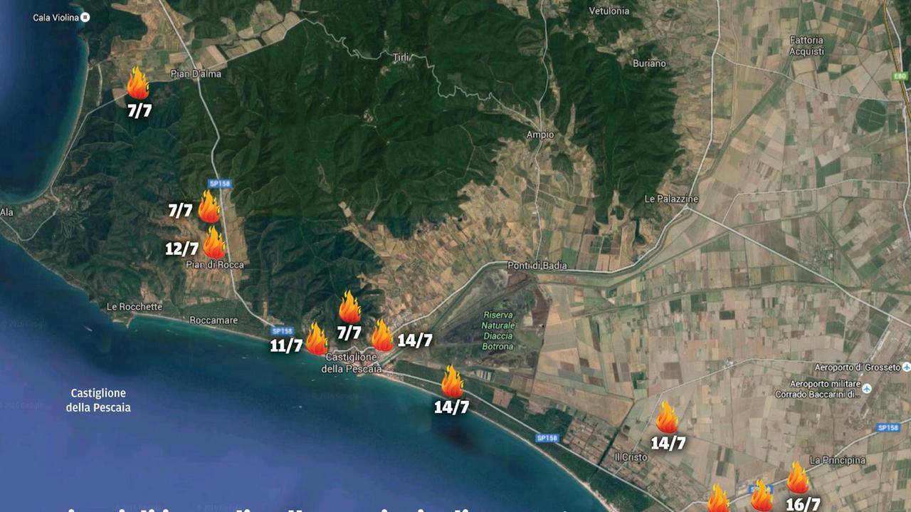 La mappa degli incendi