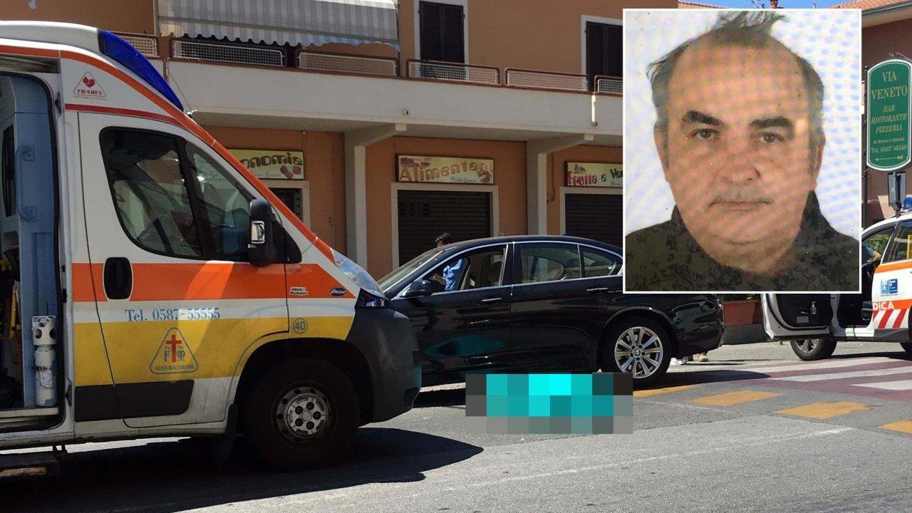 I momenti dei soccorsi e, nel riquadro, Carlo Lancioni