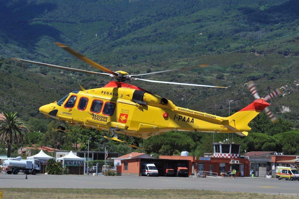 L'elicottero Pegaso atterra alla Pila