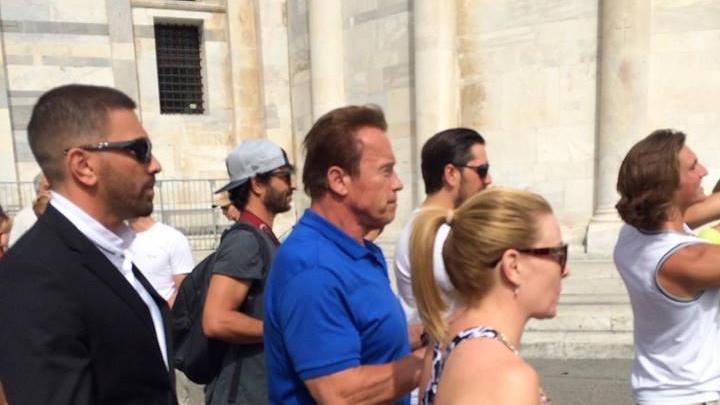 Arnold Schwarzenegger in Piazza dei Miracoli