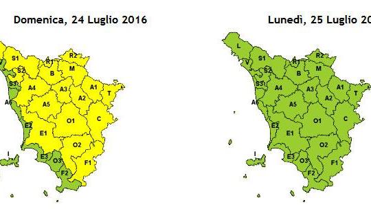 Temporali e grandinate: è allerta gialla in Toscana