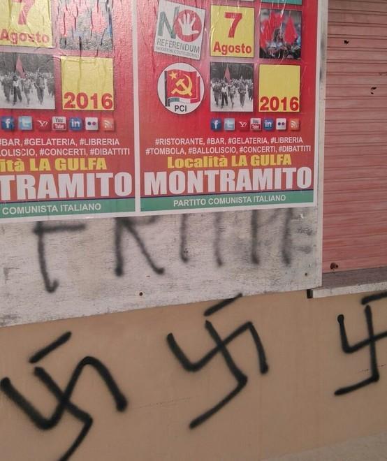 Svastiche sulla sede del Pci di Massarosa