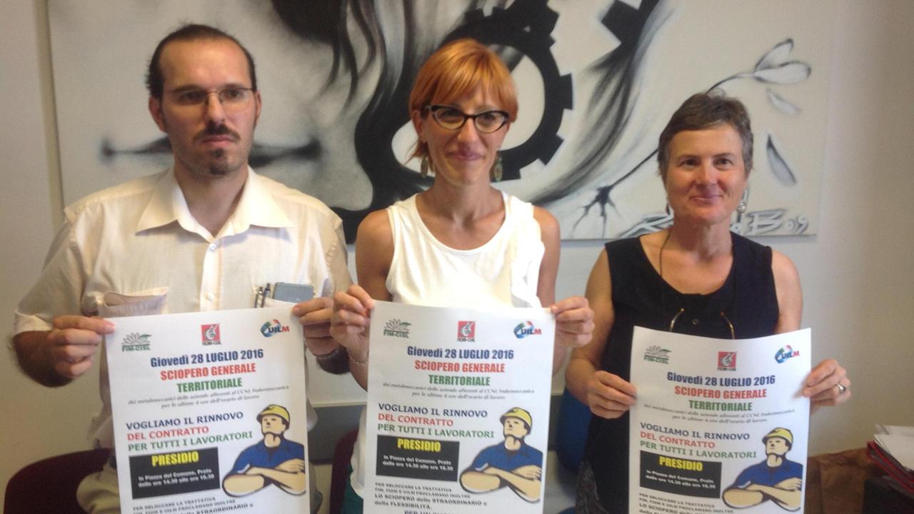 I sindacalisti di Cgil, Cisl e Uil presentano lo sciopero