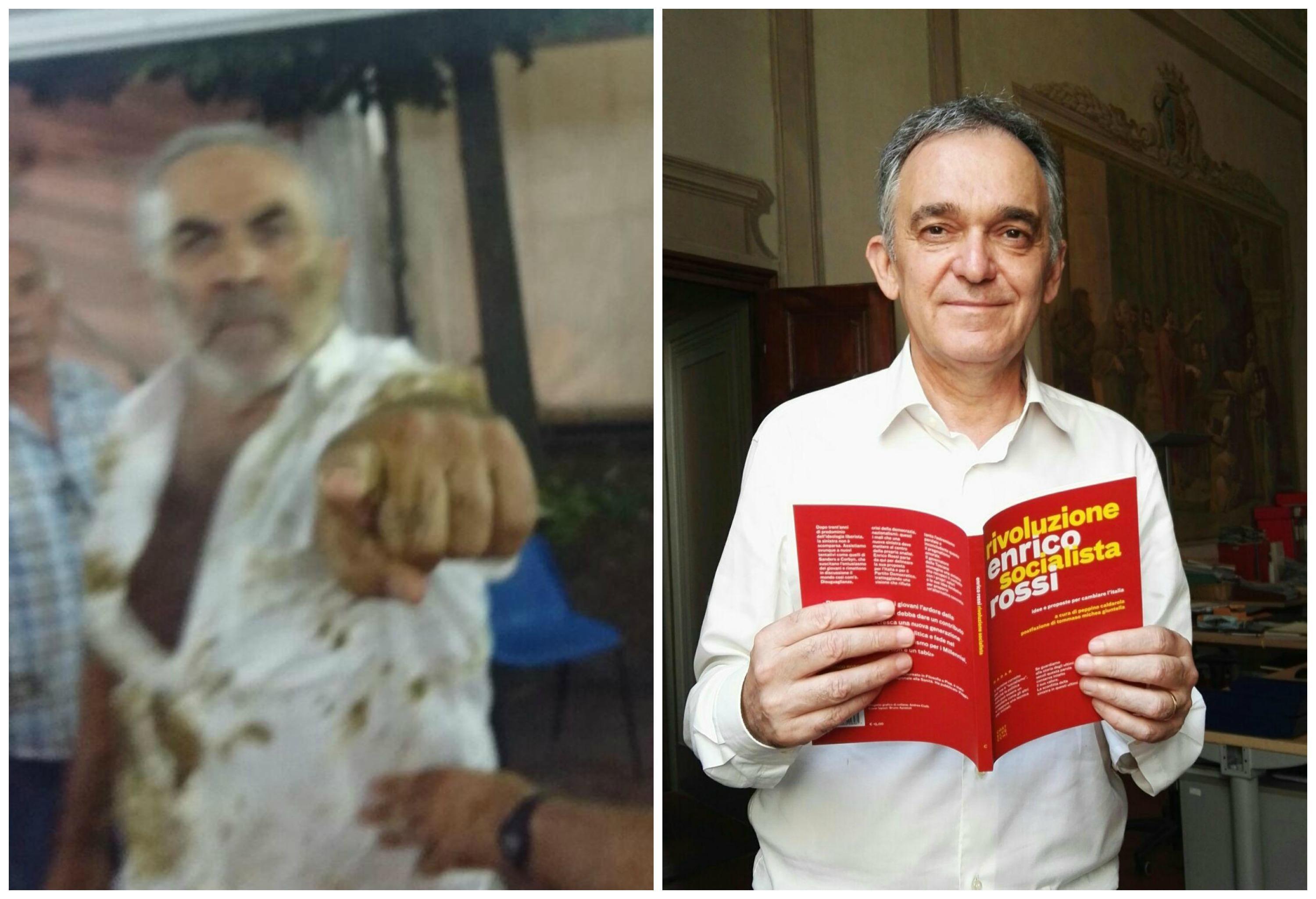 Giovanni Cialdini, l'aggressore, e Enrico Rossi con il suo libro
