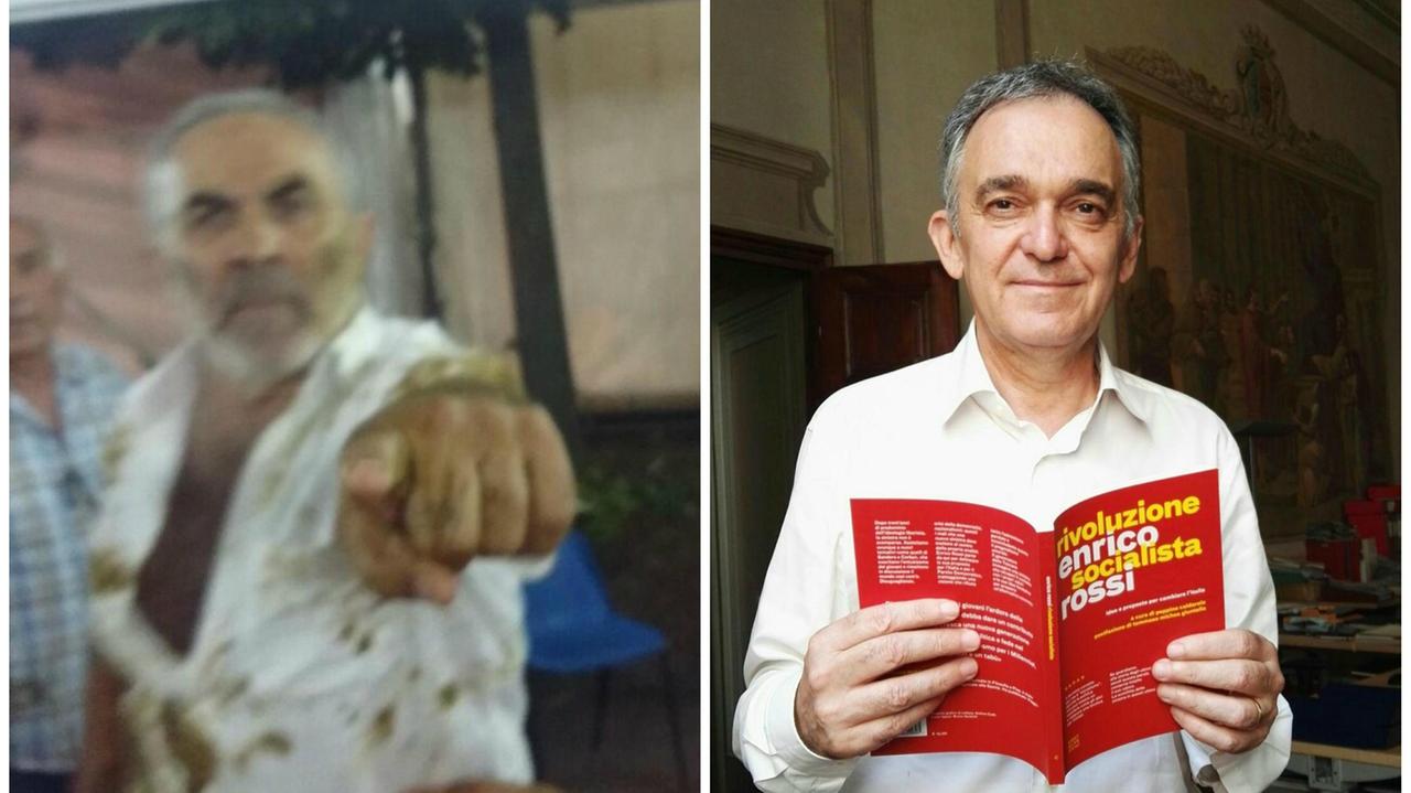Giovanni Cialdini, l'aggressore, e Enrico Rossi con il suo libro