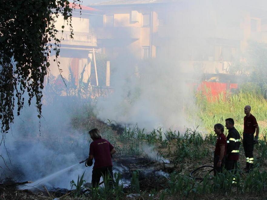 A fuoco un campo a Lido di Camaiore