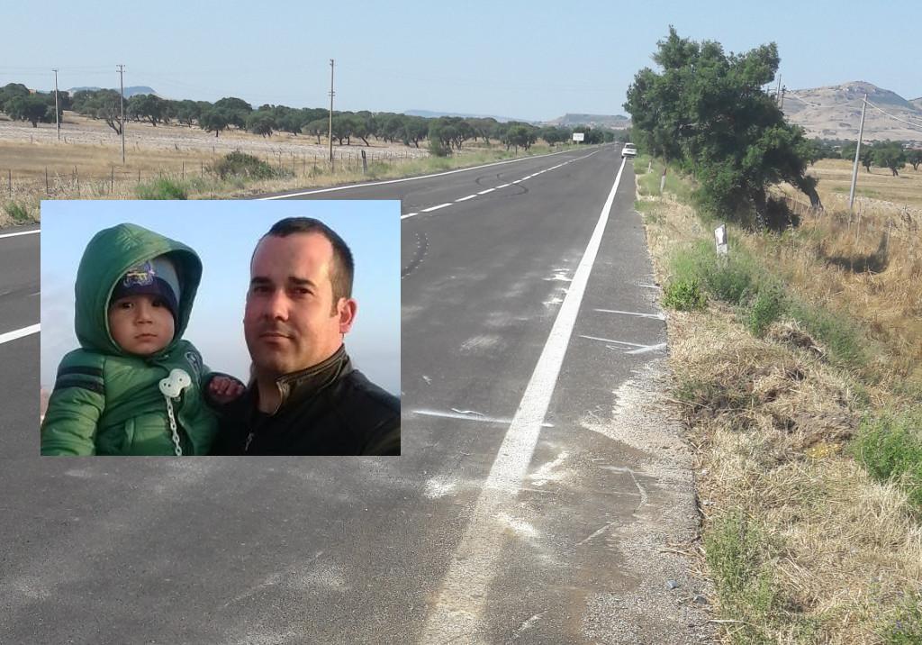 Il luogo della tragedia. Nel riquadro, il piccolo Salvatore con il papà Daniele