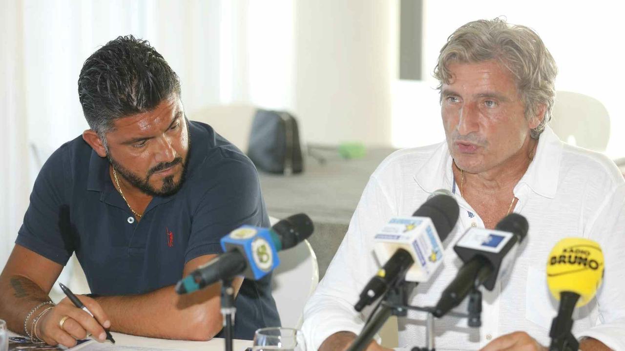 Mister Ringhio Gattuso e il proprietario del Pisa, Fabio Petroni