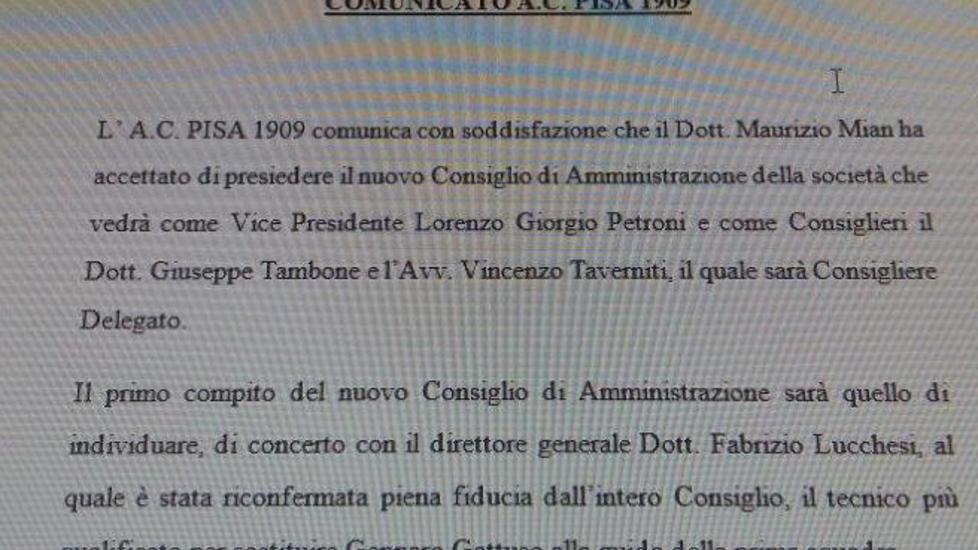 La società comunica ma viene smentita