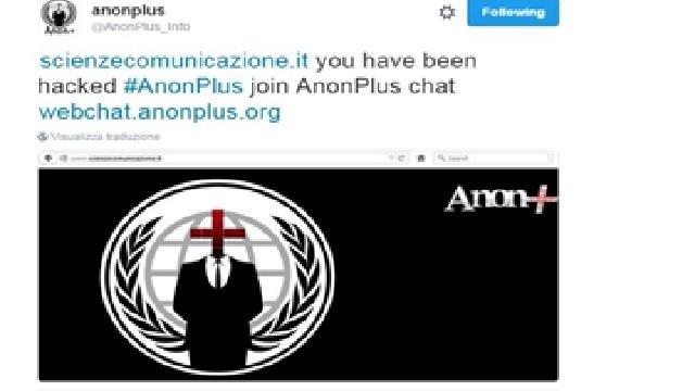 Il tweet con la rivendiocazione dell'attacco al sito dell'università