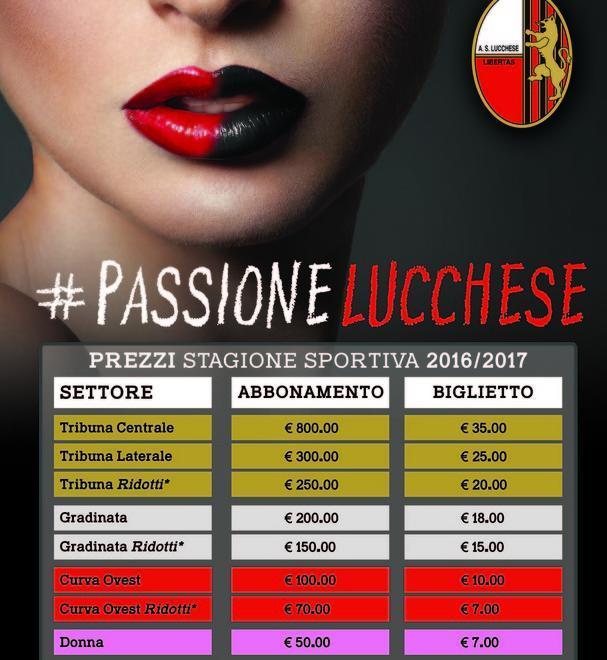 Lucchese al bacio: via agli abbonamenti 